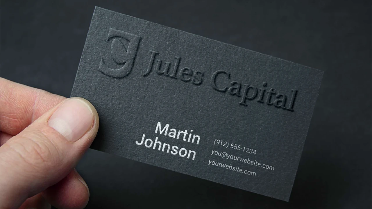 Jules Capital Partners — embossed business card presentation
