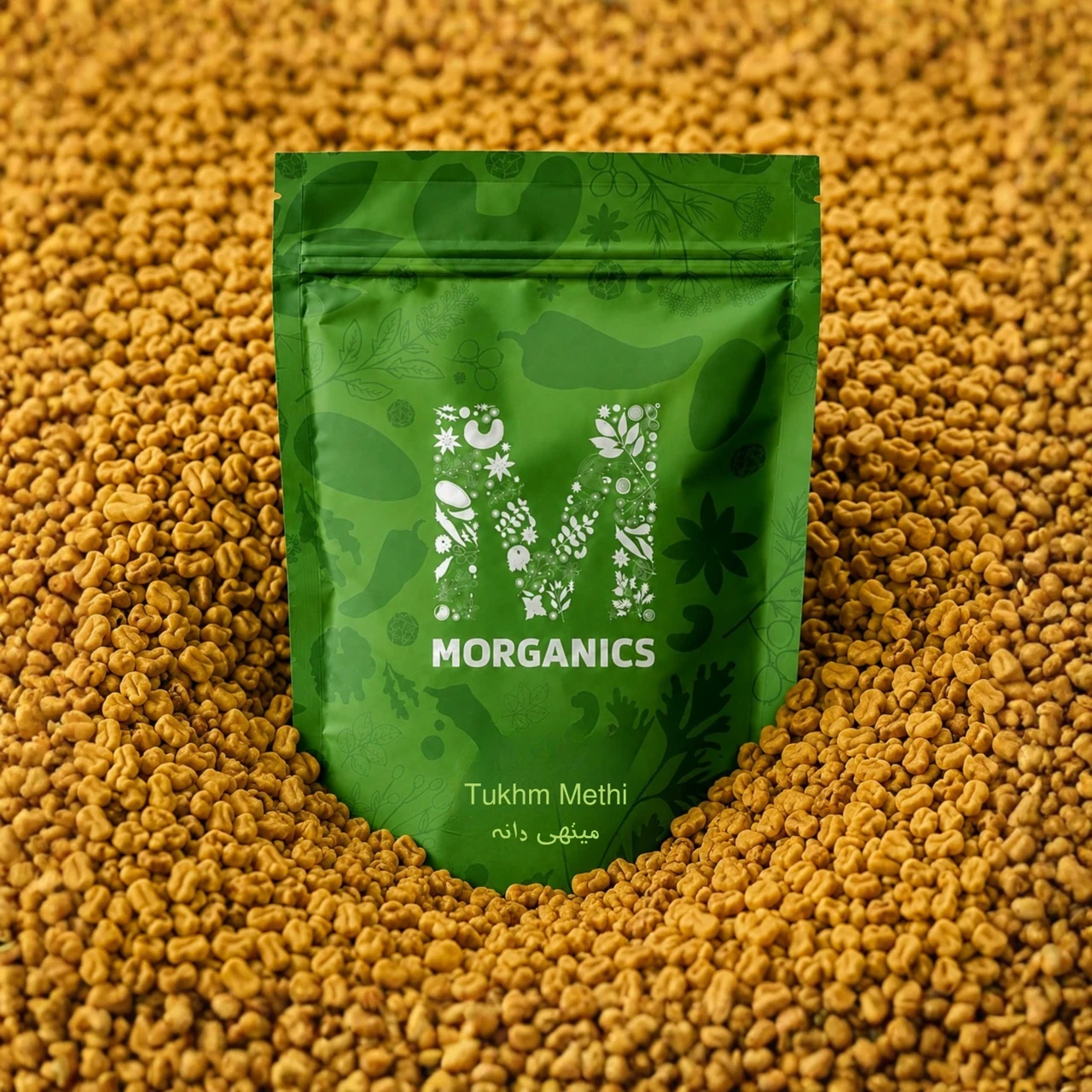 Morganics — Product pouch and ingredient-led campaign visual 16