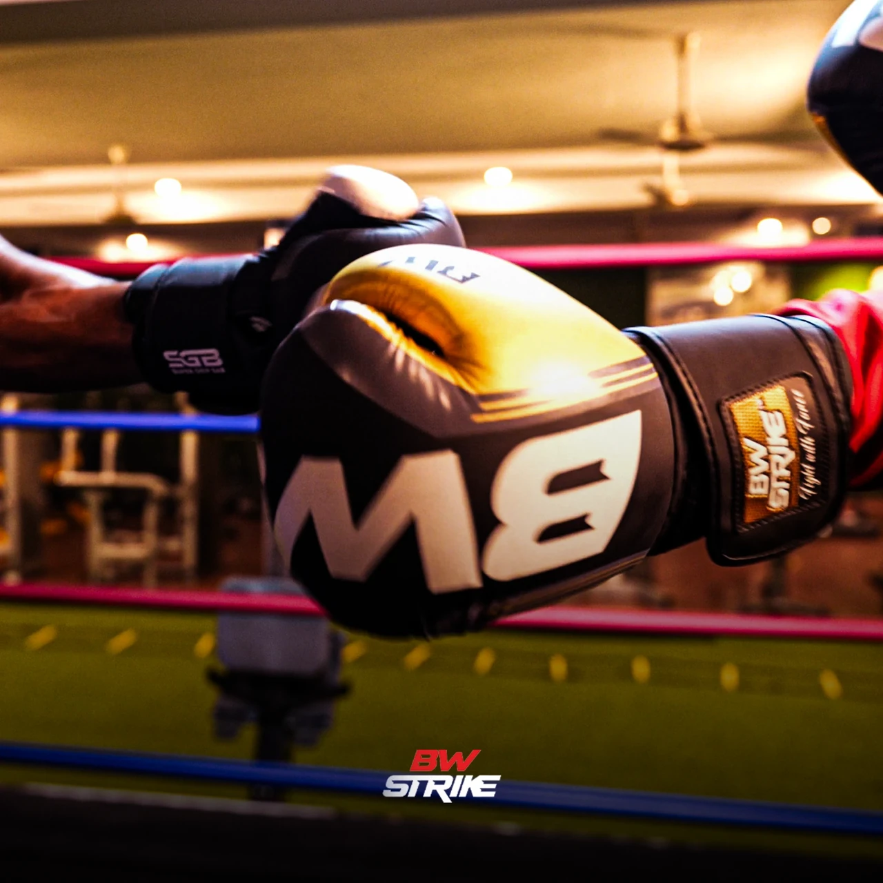 BW Strike product photography — Close-up of yellow gloves