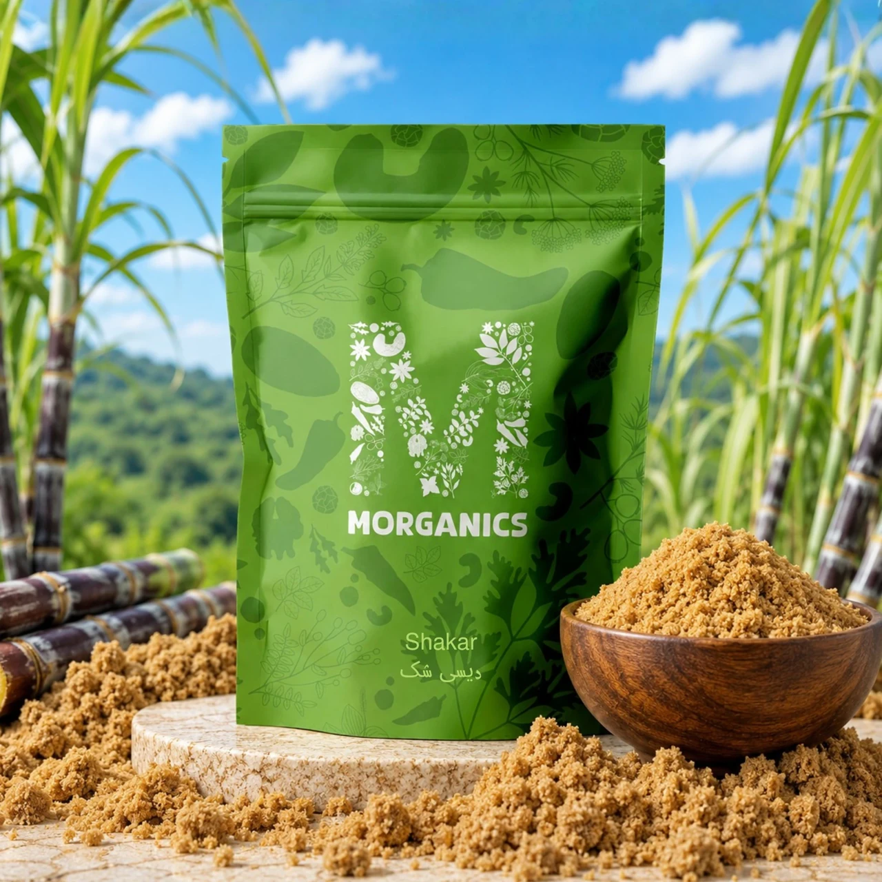 Morganics — Product pouch and ingredient-led campaign visual 3