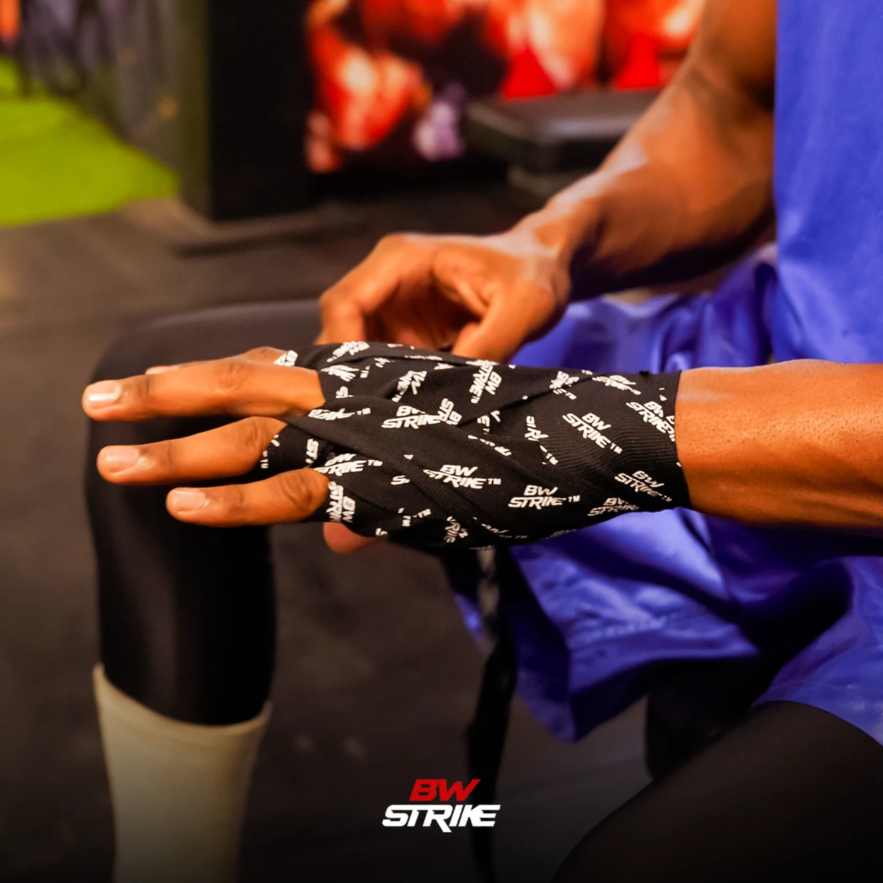 BW Strike product photography — Training glove detail in use