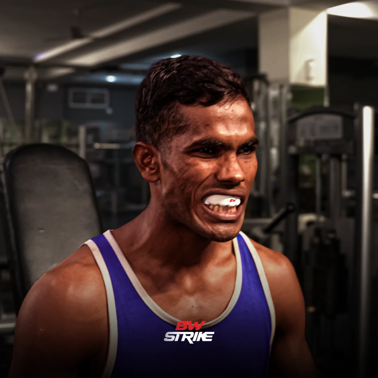 BW Strike product photography — Athlete portrait in the gym