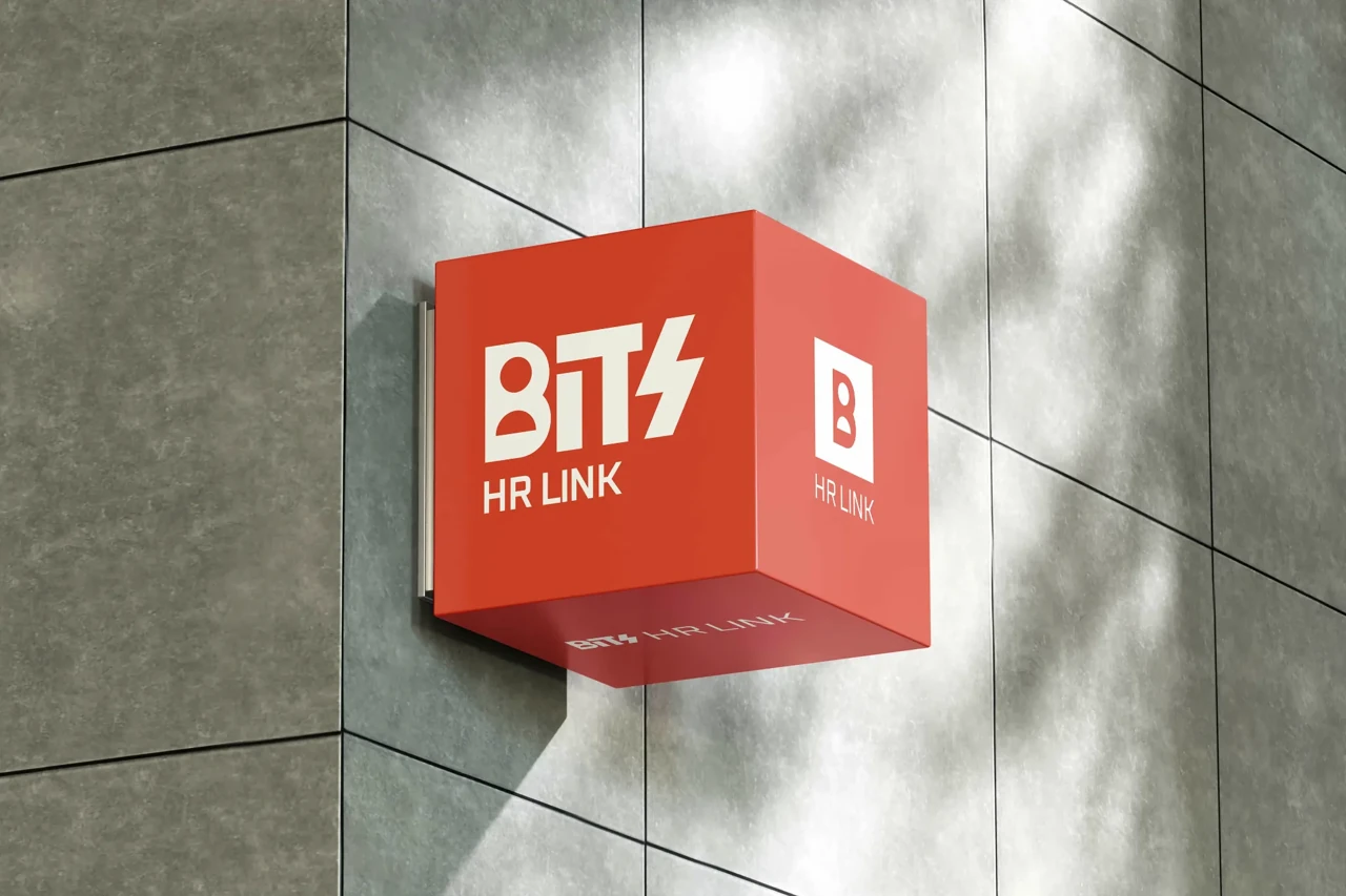 Bits HR Link — exterior cube sign