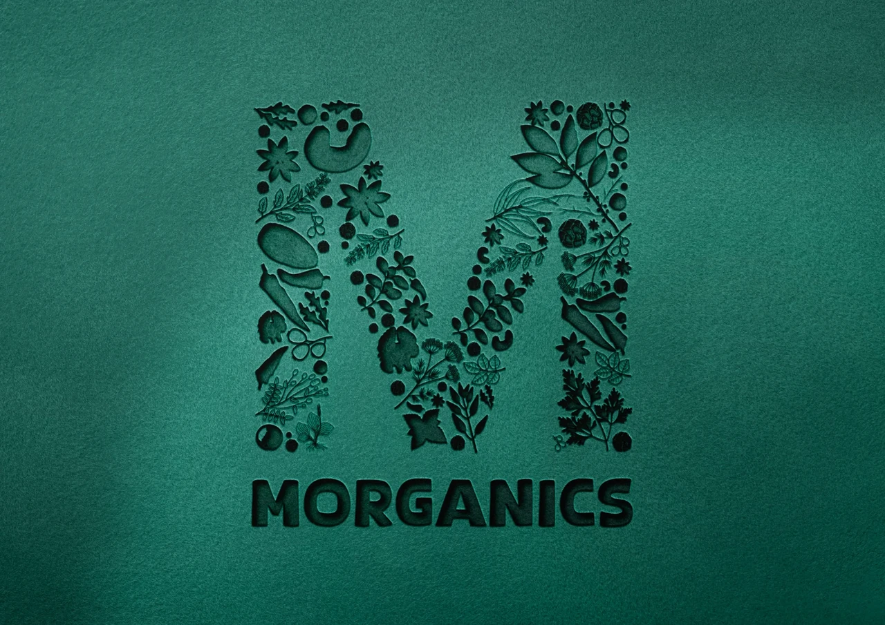 Morganics — Botanical monogram on textured green
