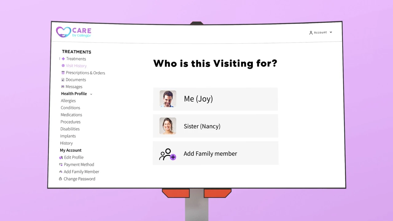 Care by CallingDr patient selection — UI/UX portfolio by Hadi Hassan