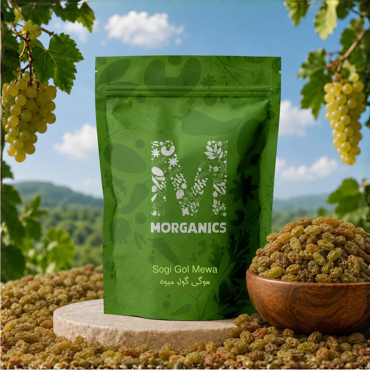 Morganics — Product pouch and ingredient-led campaign visual 7