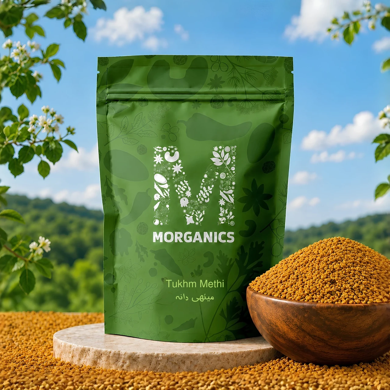 Morganics — Product pouch and ingredient-led campaign visual 17