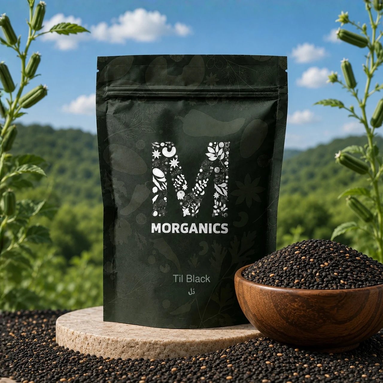 Morganics — Product pouch and ingredient-led campaign visual 13