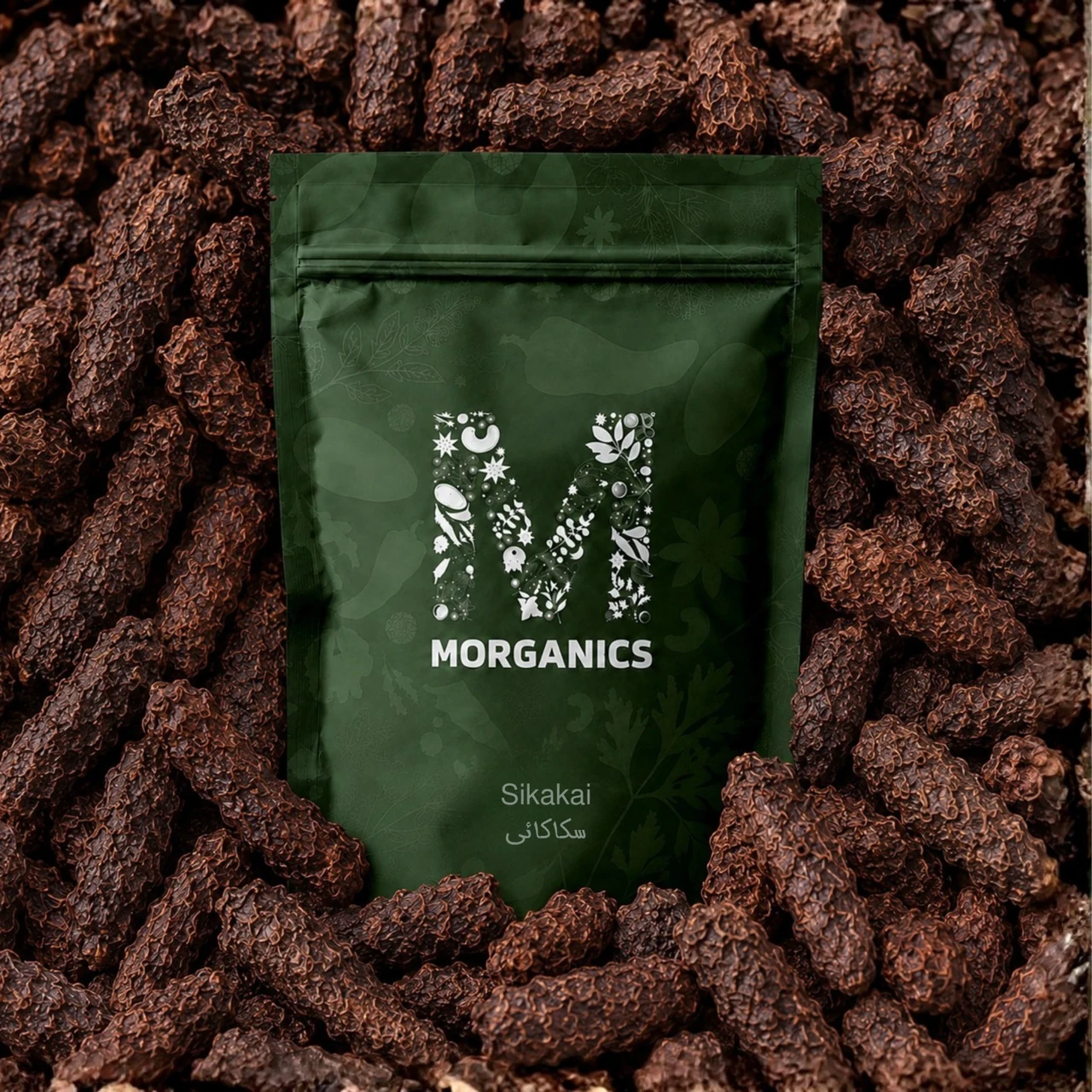 Morganics — Product pouch and ingredient-led campaign visual 4
