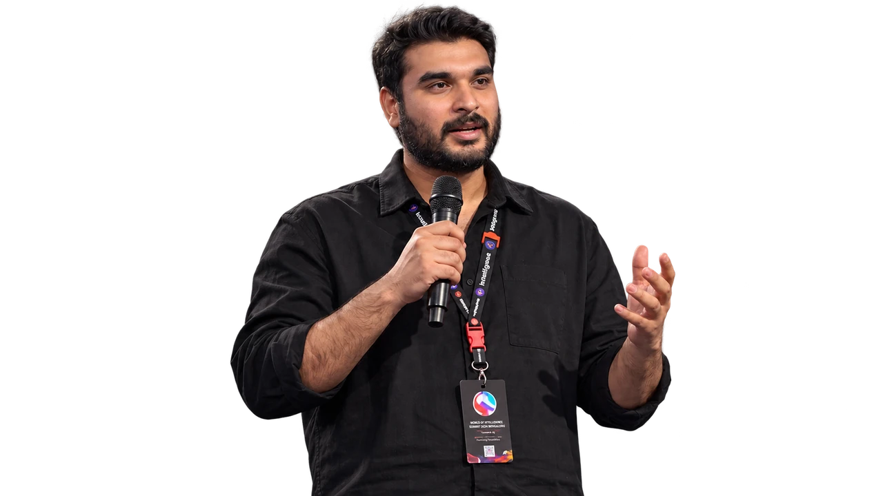Hadi Hassan, brand identity designer and creative director, speaking on stage