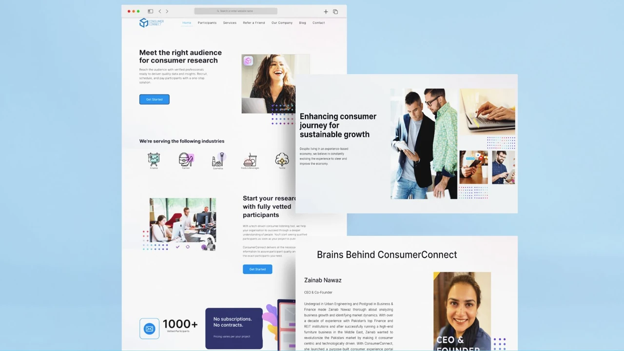 Consumer Connect responsive website presentation — UI/UX portfolio by Hadi Hassan