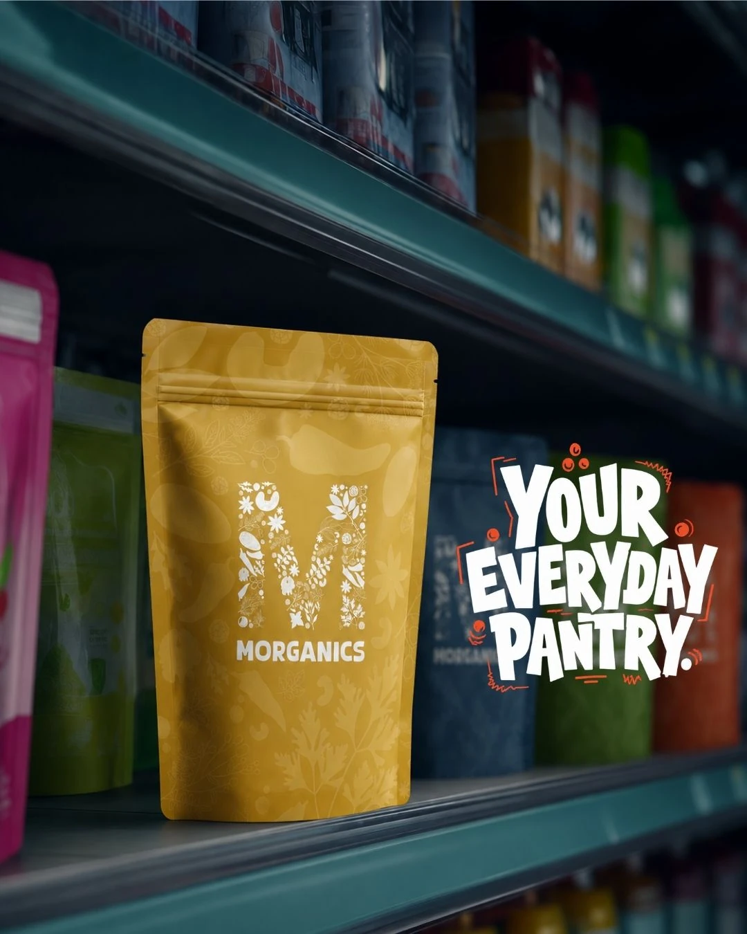Morganics social media creative — Everyday pantry product display