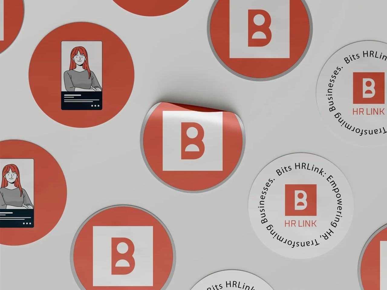 Bits HR Link — secondary B mark on stickers and branded objects