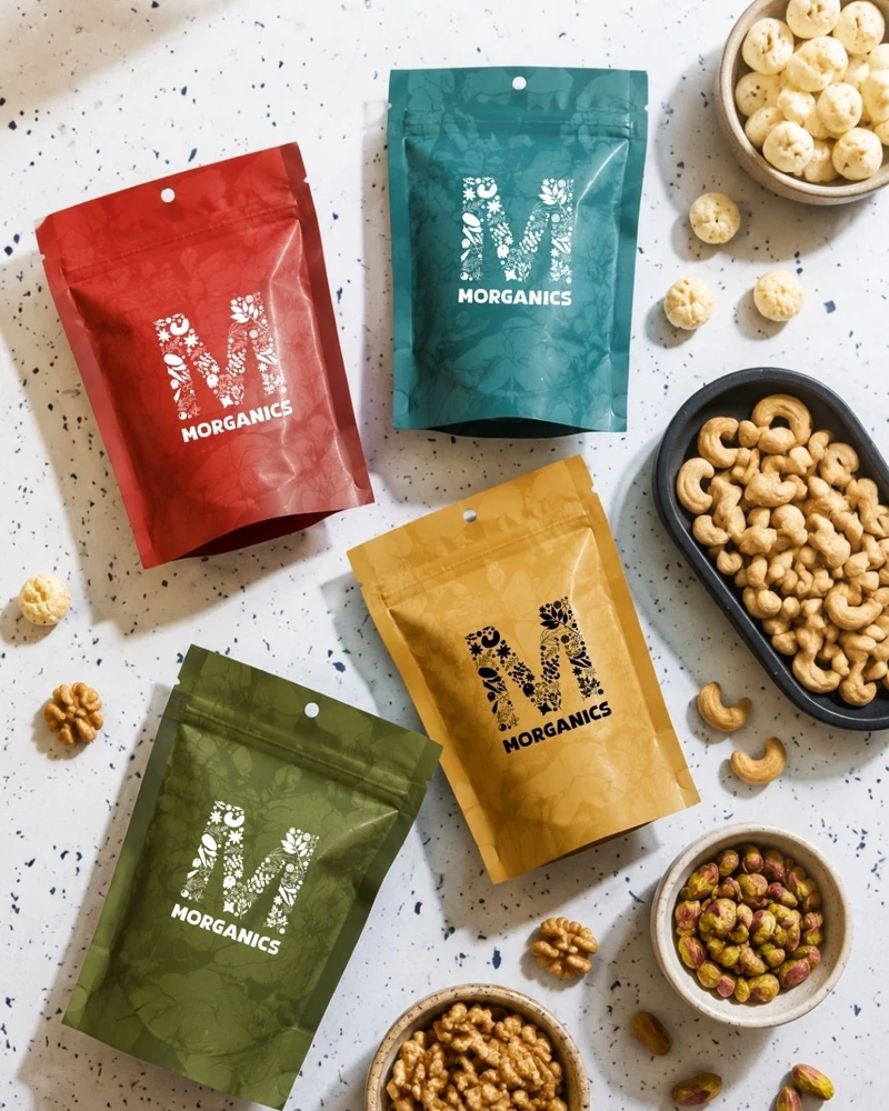 Morganics social media creative — Colourful pantry product range