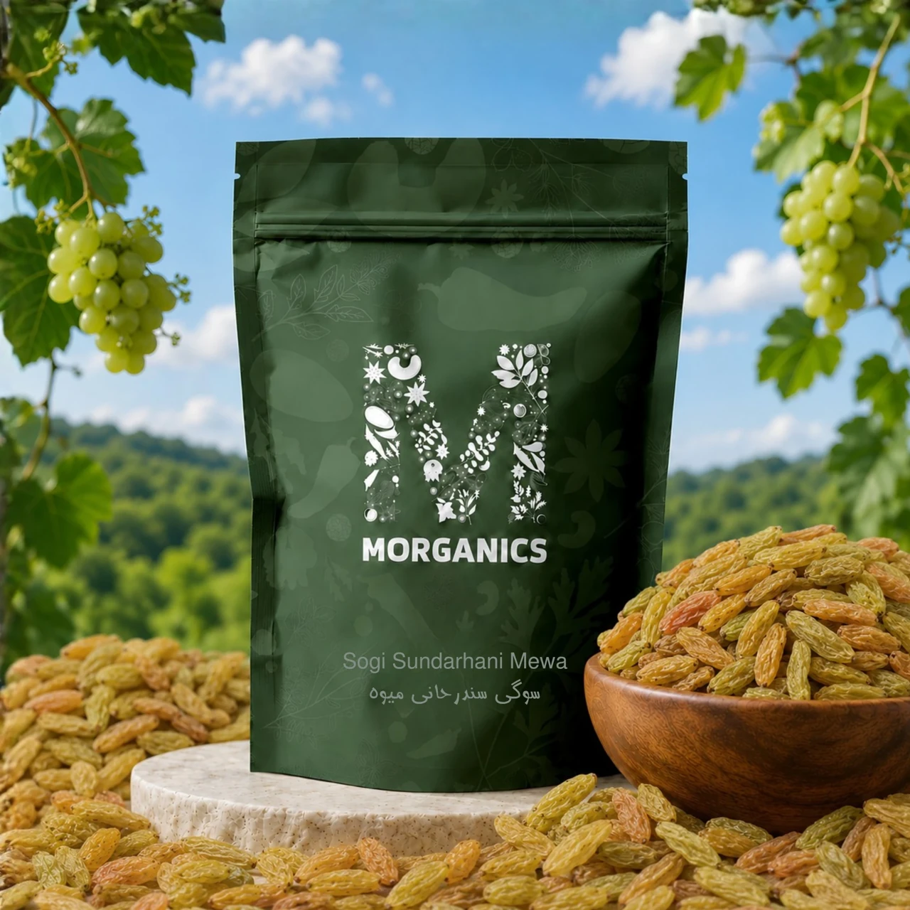 Morganics — Product pouch and ingredient-led campaign visual 9