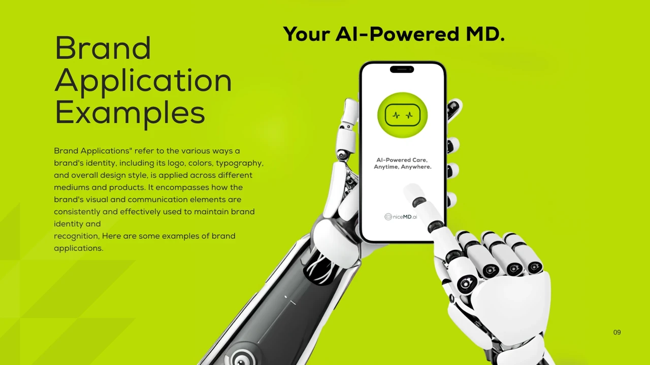 NiceMD.ai — brand application example with AI healthcare concept
